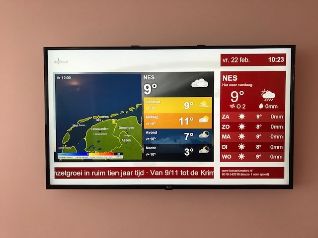 Het plaatselijke weer op het scherm